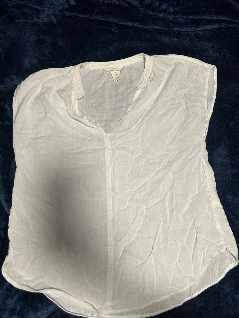 H&M White Cap-Sleeve V-Neck Blouse